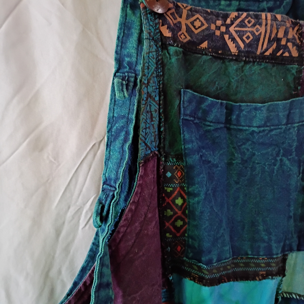 Patchwork Multicolor Boho Halter Jumpsuit in Blue… - image 7